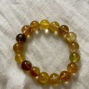 Tibetan Gold Rutilated Crystal Quartz Bead Bracelet